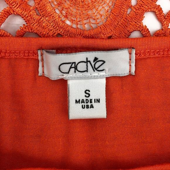 ๐ด CACHE orange crochet back tank top - Picture 6 of 7